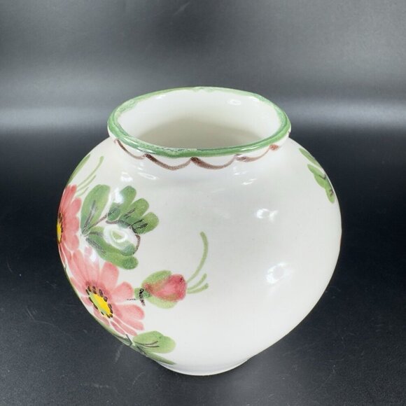 Vintage German Pottery Vase Vessel Flower Pot Planter Ceramic Flower Pattern VTG - Picture 7 of 12